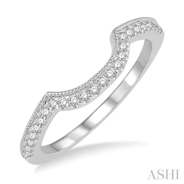 Women's affordable engagement rings-1/6 Ctw Round Cut Diamond Wedding Band in 14K White Gold