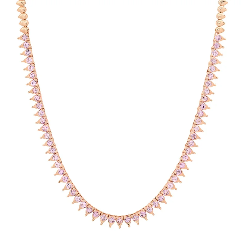 Women’s diamond solitaire necklaces-Pretty in Pink Sapphire Tennis Necklace