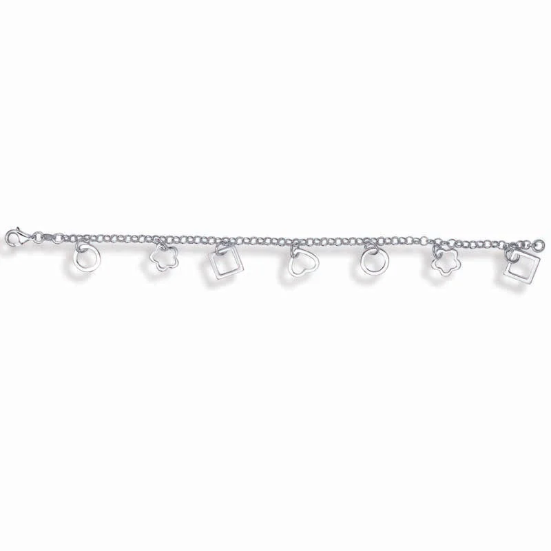 Women’s diamond tennis bangles-STERLING SILVER CHARM BRACELET