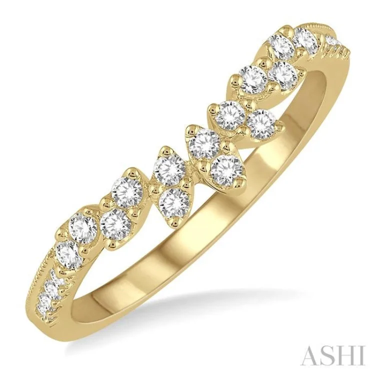 Women's eternity band engagement rings-1/4 ctw Marquise Garland Round Cut Diamond Wedding Band in 14K Yellow Gold