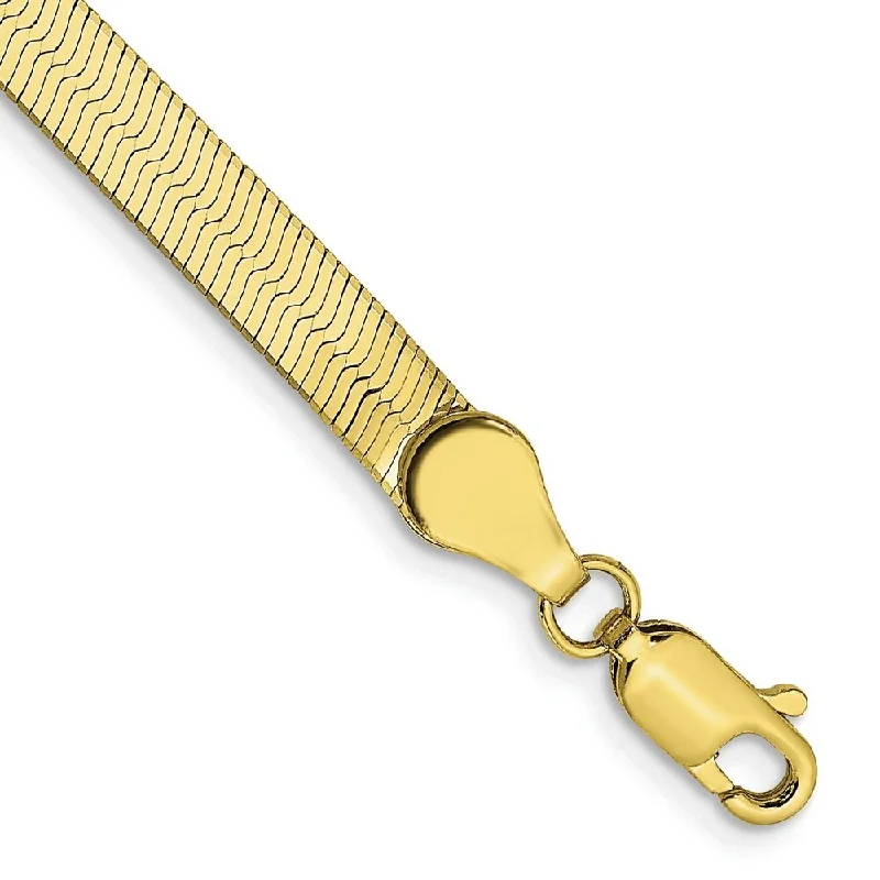 Women’s vintage bracelets-10k Yellow Gold 4mm Silky Herringbone Chain Bracelet, 7"