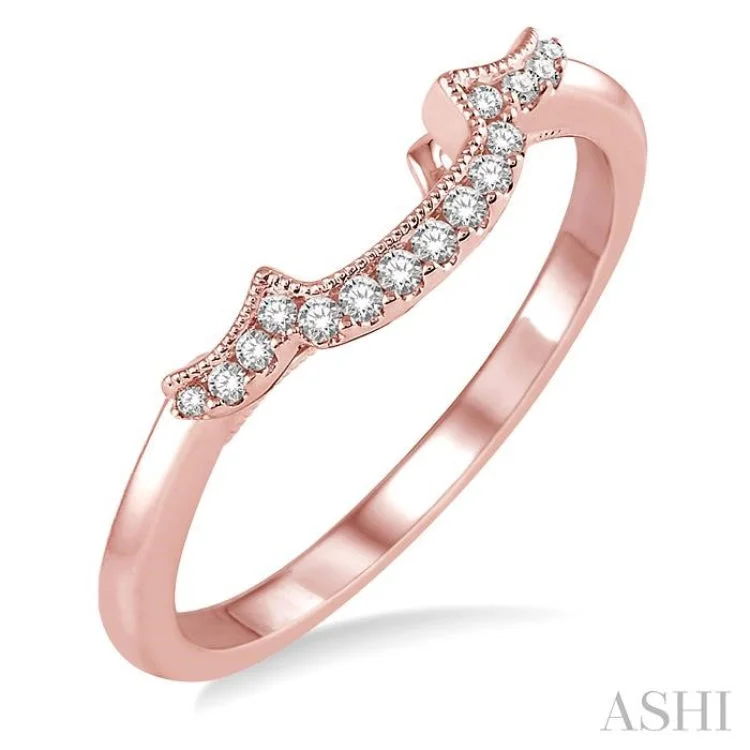 Women's custom engagement rings with rubies-1/10 Ctw Round Cut Diamond Wedding Band in 14K Rose Gold