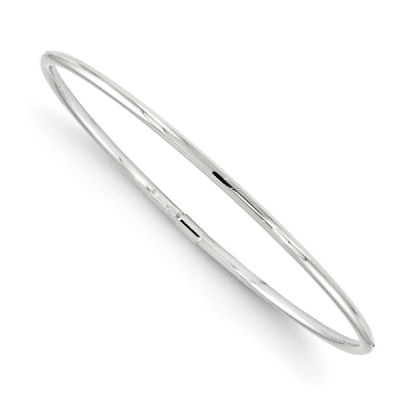 Women’s beaded bracelets-10k White Gold 9.75mm Slip-On Bangle Bracelet, 8.25"