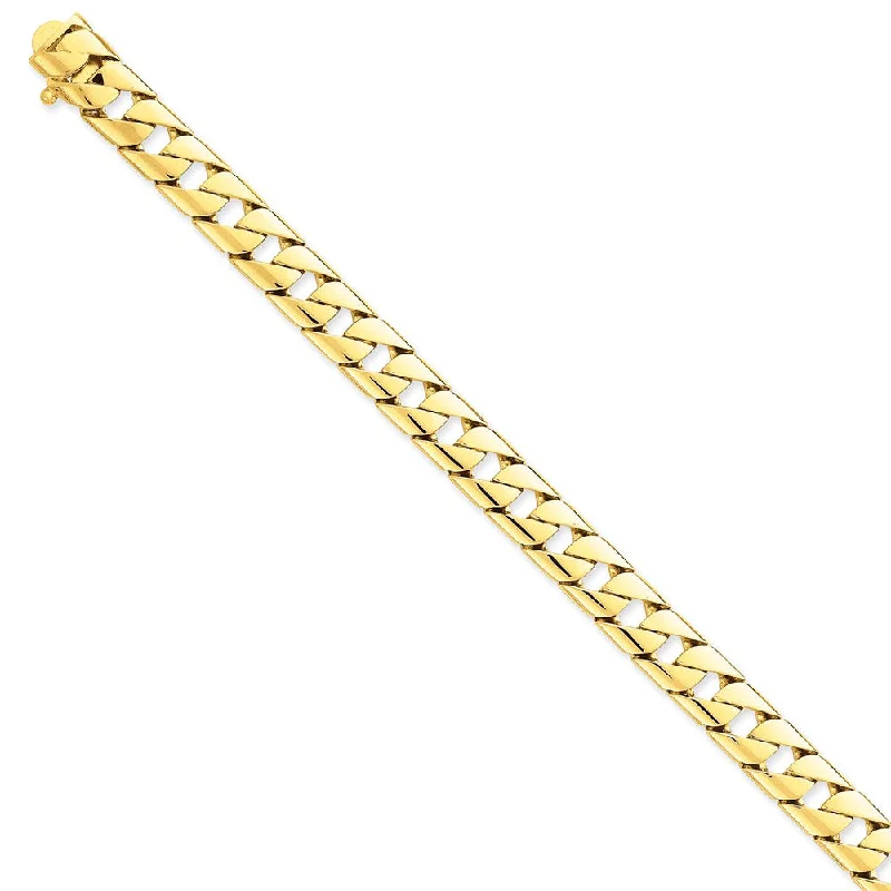 Women’s stackable gold bracelets-14k 10.2mm Hand-Polished Fancy Link Bracelet-WBC-LK141-9