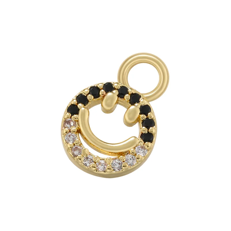 Vd1298 Golden Black Diamond Smiley Face