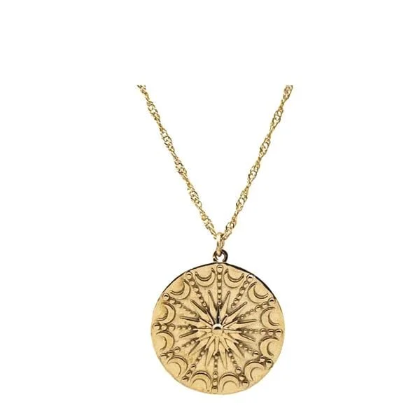 Women’s simple pendant necklaces-Natural Bronze Sun/Moon Mandala: (NGCP46MN)