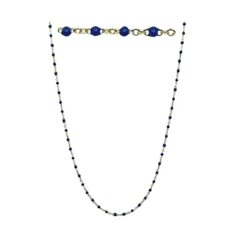 Women’s sterling silver necklaces-2mm Enamel Beaded Necklace: Lapis Vermeil or Plated (_NG7004LP)