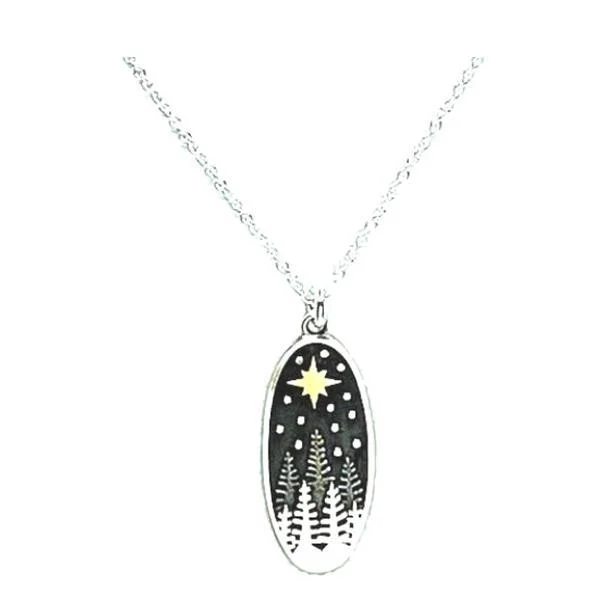 Women’s trendy pendant necklaces-Mixed Metal: Pine Trees Night Sky (NCSP48PNX)