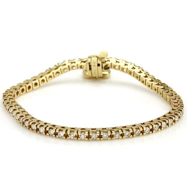 Women’s silver charm bracelets-"BRAC01064" Diamond Bracelet With Diamond Heart Charm  In 14k Yellow Gold 6" in length