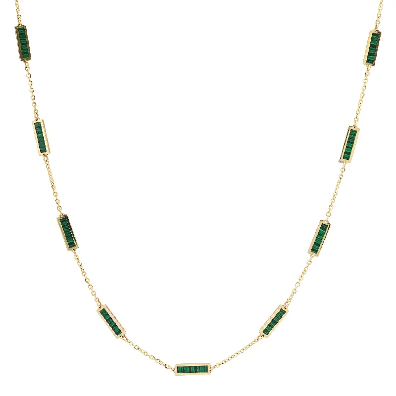 Women’s fine jewelry necklaces-Dainty Malachite Bar Necklace