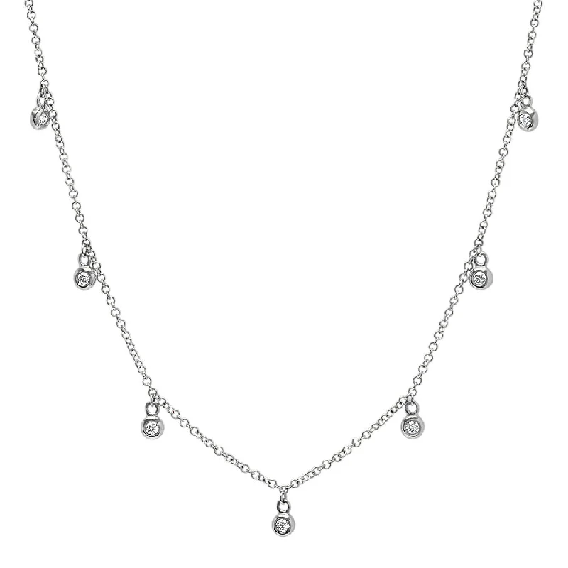 Women’s luxury necklaces-7 Bezel Diamond Droplets Necklace