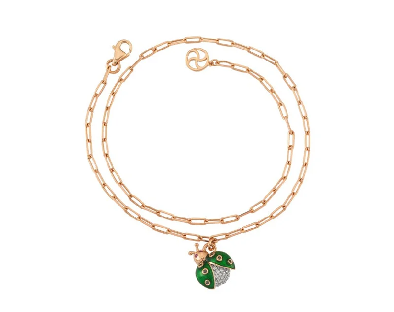 Women’s gemstone bangles-LADYBUG GOLD DIAMOND BRACELET