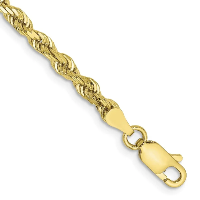 Women’s crystal bracelets-10k Yellow Gold 3.35mm Diamond-Cut Quadruple Rope Chain Bracelet, 7"