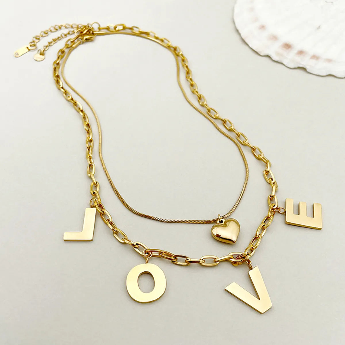 Women’s chunky necklaces-Simple Style Classic Style Love Heart Shape Stainless Steel Plating Gold Plated Necklace