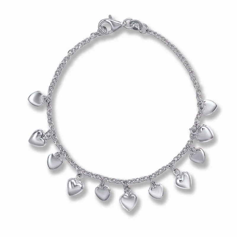 Women’s diamond cuff bracelets-STERLING SILVER HEART CHARM BRACELET