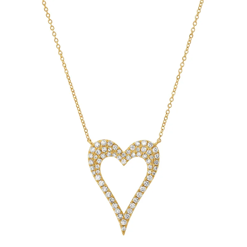 Women’s black diamond necklaces-Open Diamond Heart Love Necklace