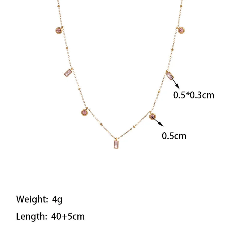 [Tsh184] Pink Diamond Necklace Gold