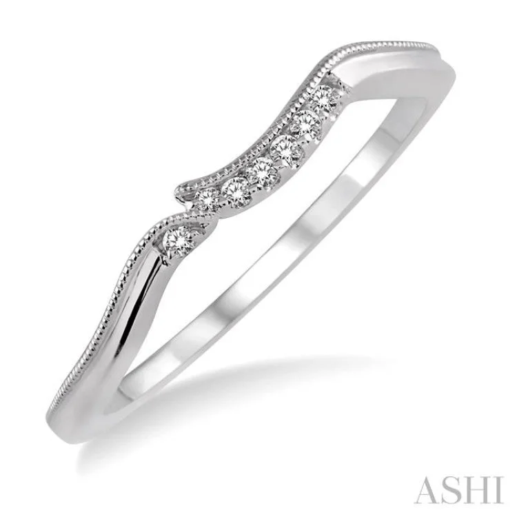 Women's eternity band engagement rings-1/20 ctw Round Cut Diamond Wedding Band in 14K White Gold