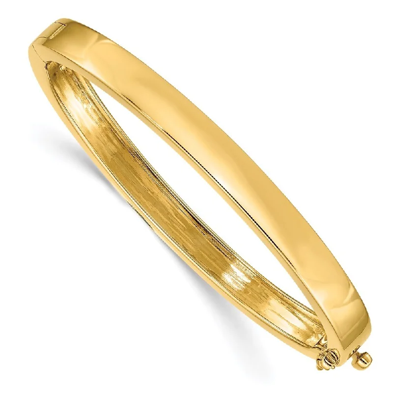 Women’s animal print bracelets-14k Yellow Gold 6.3mm Solid Hinged Bangle Bracelet, 6.75"