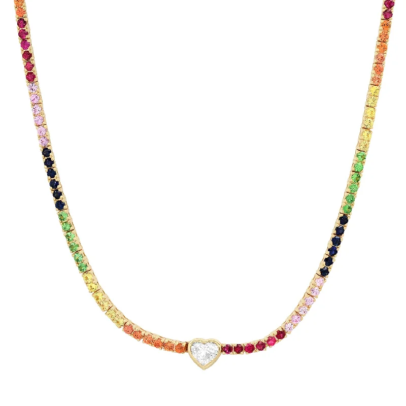 Women’s casual necklaces-Rainbow Gemstone Tennis Necklace Choker