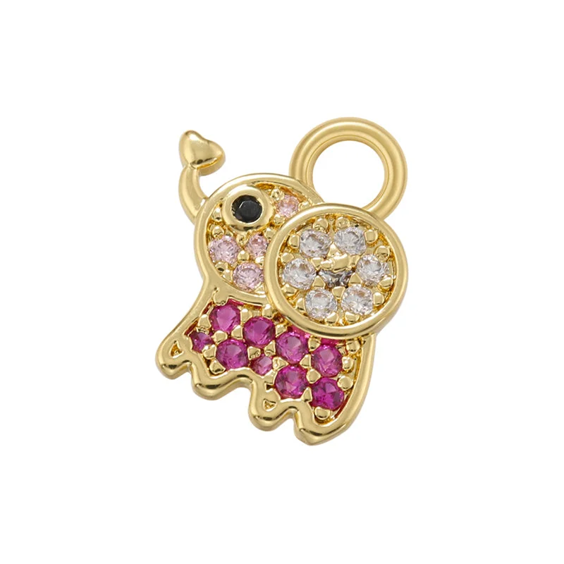 Vd1302 Golden Rose Red Diamond Elephant