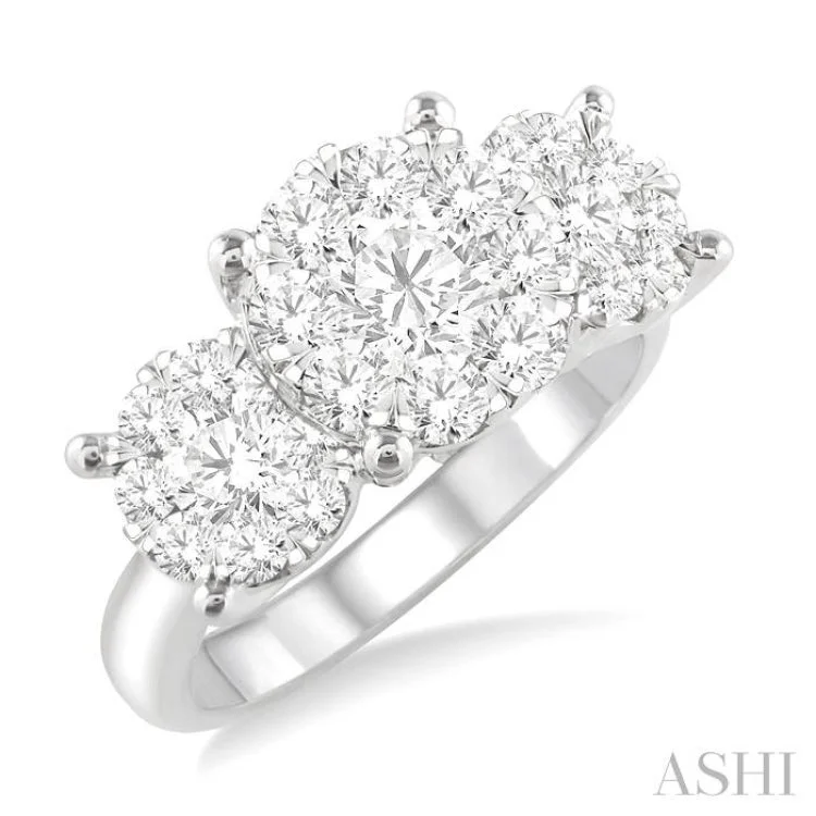 Women's unique engagement rings with diamonds-2.00 ctw Lovebright Round Cut Diamond Ring in 14K White Gold