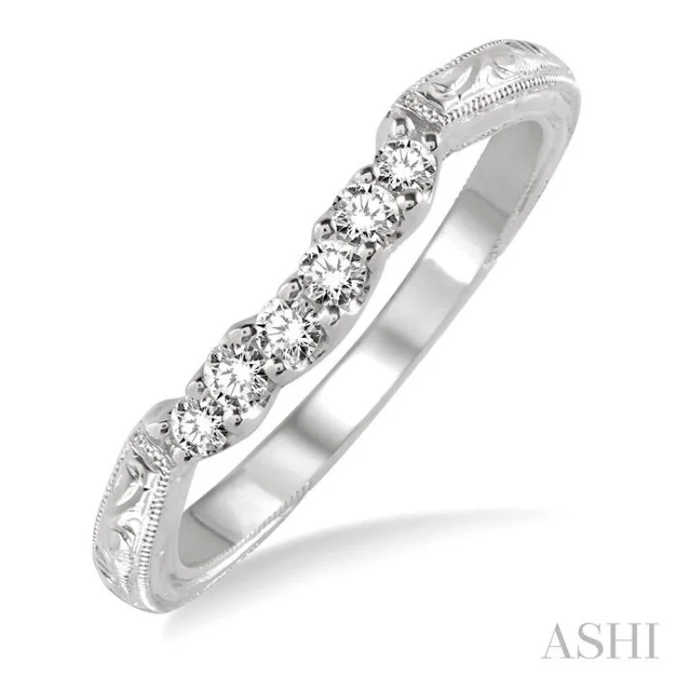 Women's classic engagement rings-1/5 Ctw Round Cut Diamond Wedding Band in 14K White Gold