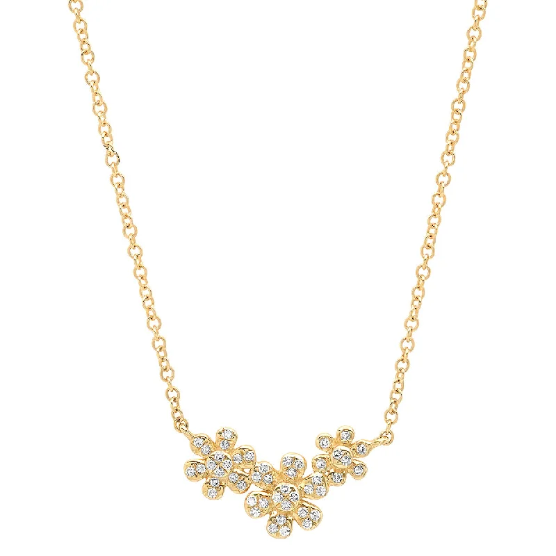 Women’s matching necklace sets-Diamond Flower Cluster Necklace