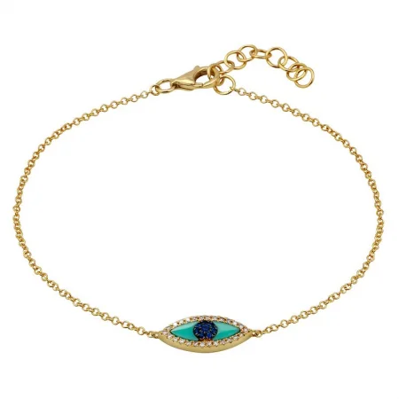 Women’s birthstone bracelets-14K Diamond Gemstone Eye Bracelet