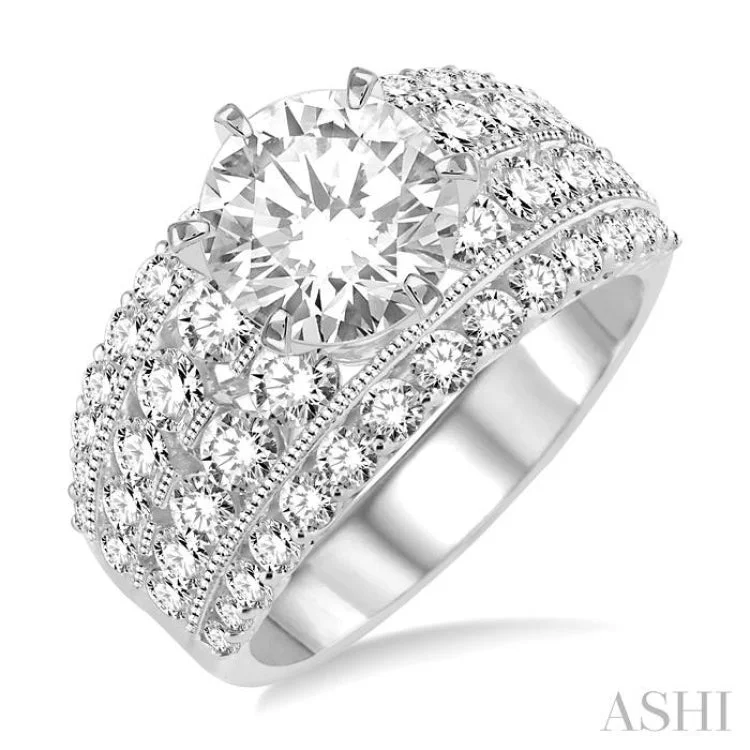 Women's halo engagement rings-2 1/10 ctw Diamond Semi-Mount Engagement Ring in 14K White Gold