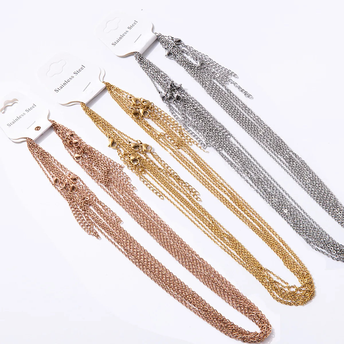 Women’s long gold necklaces-Basic Solid Color Stainless Steel Necklace In Bulk