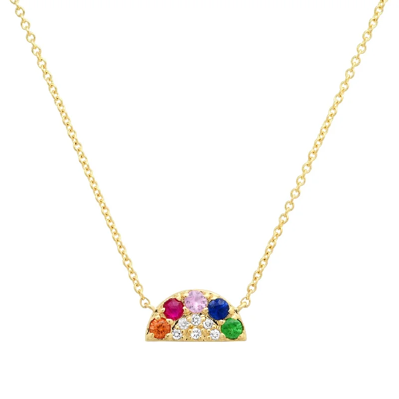 Women’s solitaire necklaces-Semiprecious Delicate Rainbow Bright Necklace