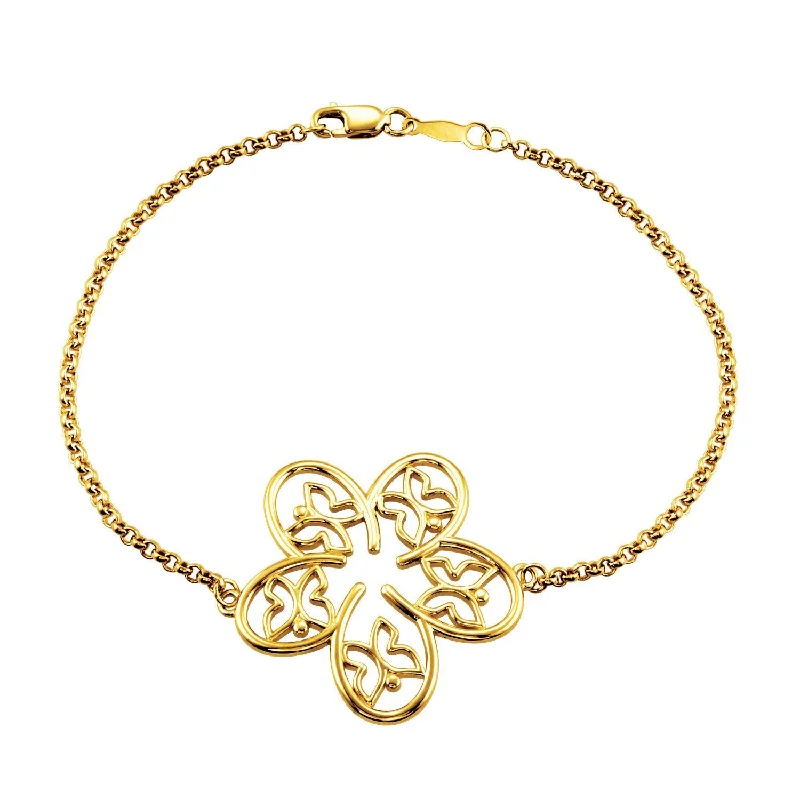 Women’s gold tennis bracelets-Flower & Butterfly Bracelet