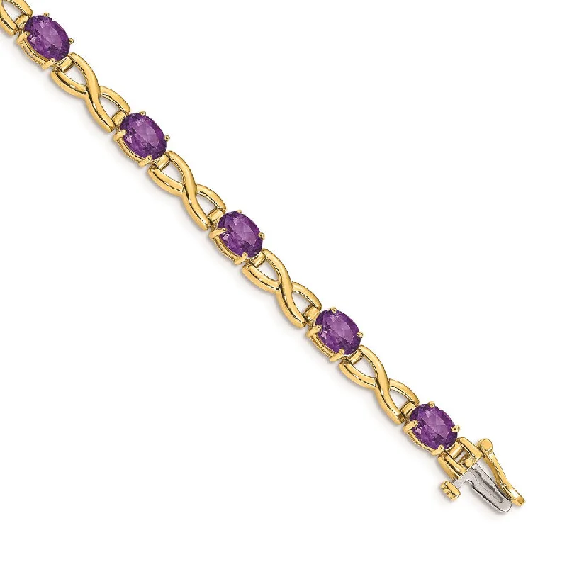 Women’s vintage bracelets-14k 7x5mm Oval Amethyst Bracelet-WBC-BM4498-AM-Y