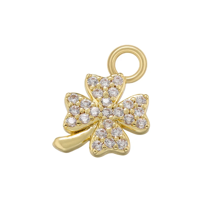 Vd1306 Golden White Diamond Four-Leaf Clover