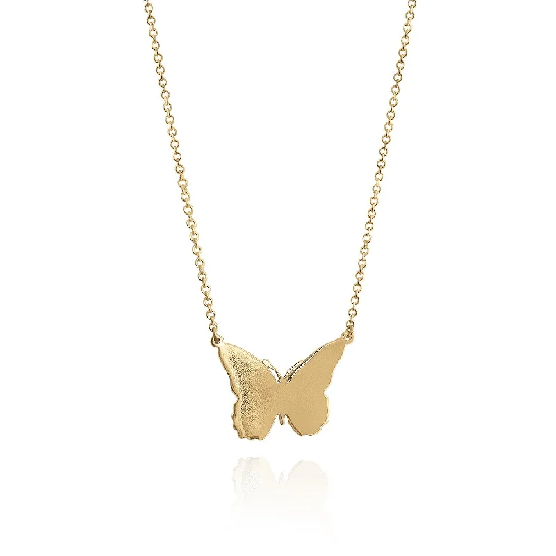 Women’s long necklaces-Small High Polish Butterfly Necklace