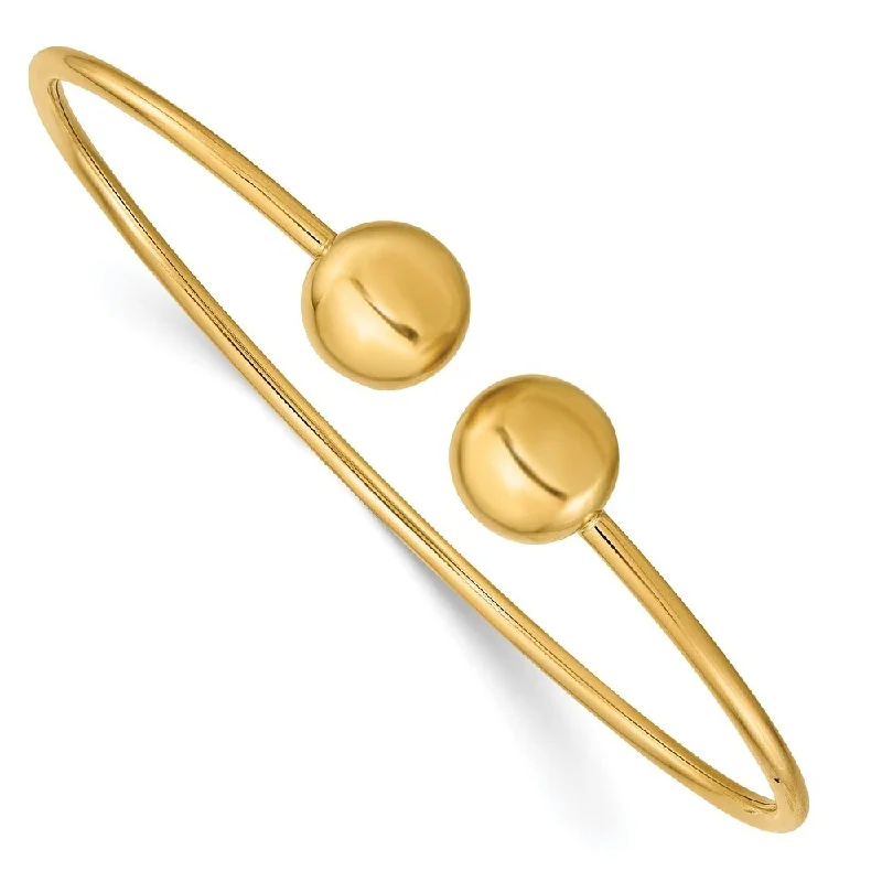 Women’s stackable bracelets-14k Yellow Gold Flexible Bangle Bracelet, 6.5" (W-9.4mm)