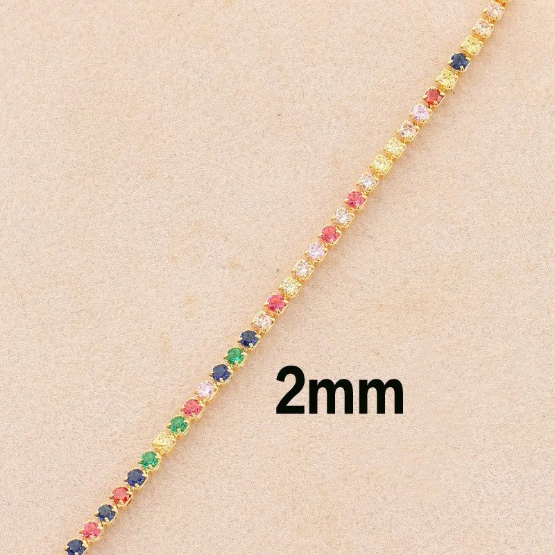 2mm Colorful Crystals-Gold