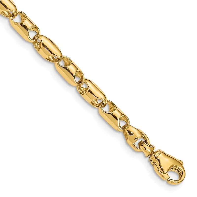 Women’s animal print bracelets-14k Yellow Gold 4.1mm Fancy Barrel Link Bracelet, 8.5"