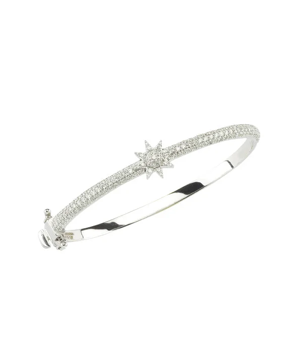 Women’s silver bangles-ISHTAR STAR  M CLAMP DIAMOND BRACELET