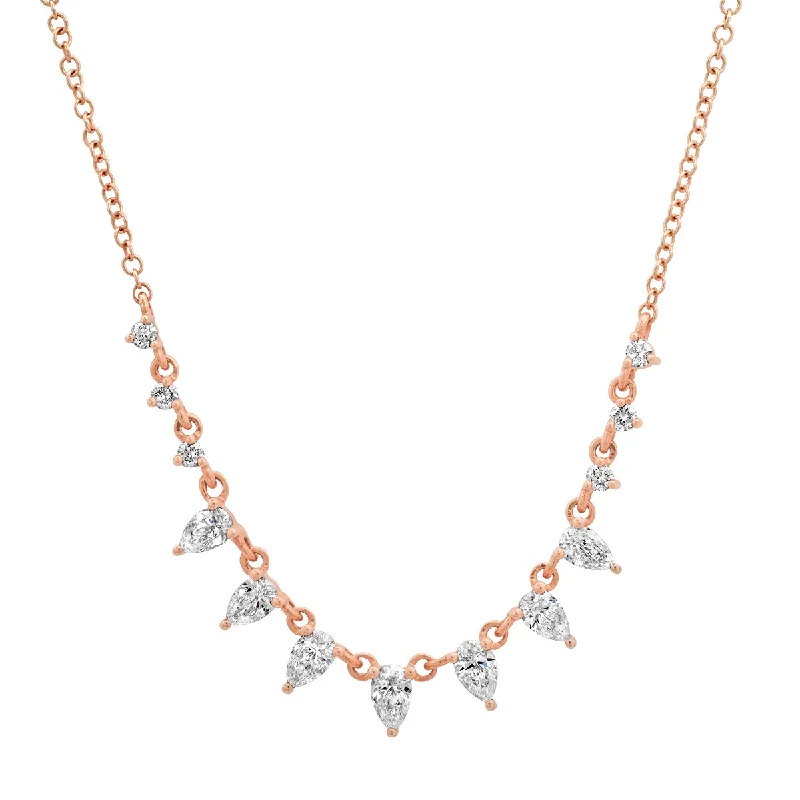 Women’s trendy necklaces-Delicate Graduated Pear Shaped Diamonds Necklace