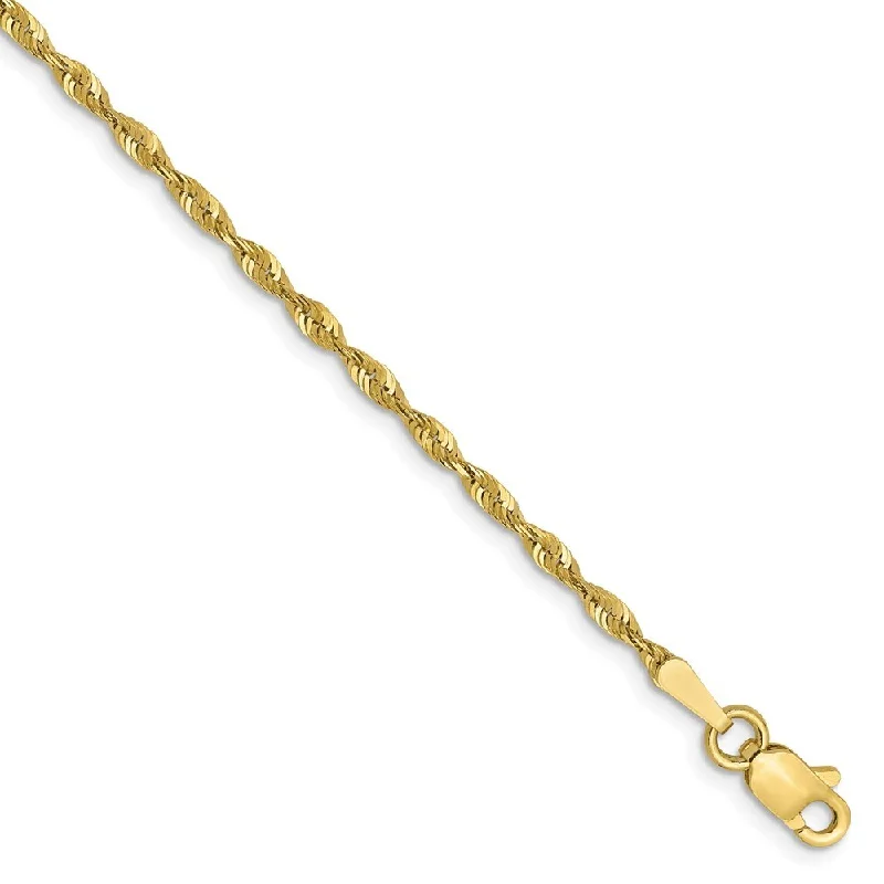 Women’s tennis bracelets-Leslie's 10k Yellow Gold 1.8mm Diamond-Cut Lightweight Rope Chain Bracelet, 7"