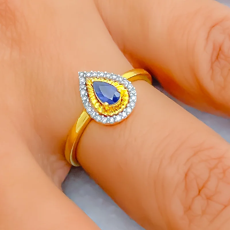 Women's unique engagement rings with diamonds-Dapper Delicate Drop 18K Gold + Diamond Ring