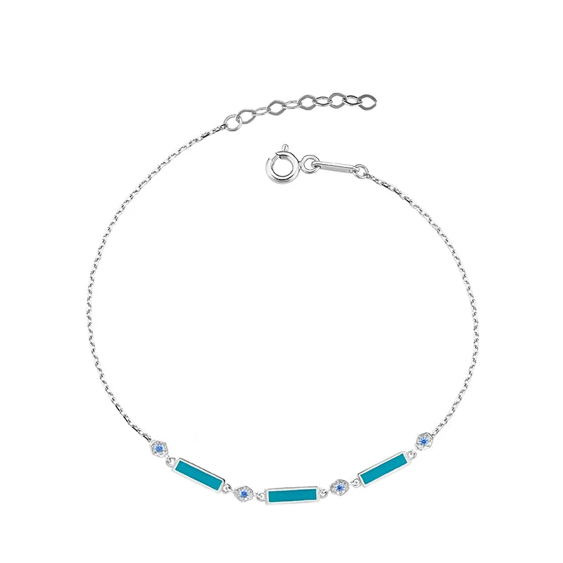 Women’s diamond charm bracelets-Turquoise Blue Bracelet