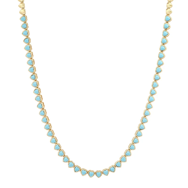 Women’s wedding necklaces-Turquoise Heart Collar Necklace