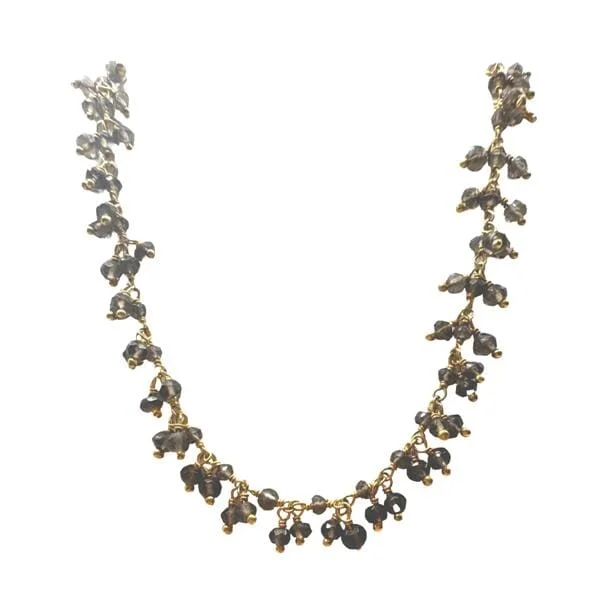 Women’s chunky gold necklaces-Cluster Vermeil Necklace: Smokey Quartz (NGCL77E)