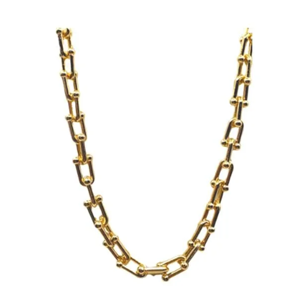 Women’s statement chain necklaces-Thinner  Gold Fill U Link (NG401)