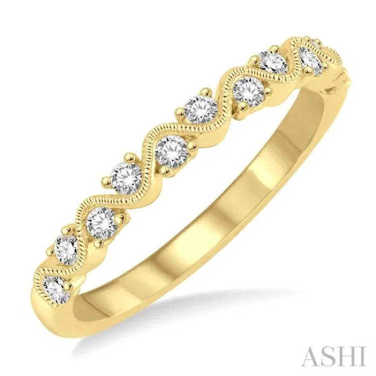 Women's round diamond engagement rings-1/4 ctw Round Cut Diamond Stack Band in 14K Yellow Gold