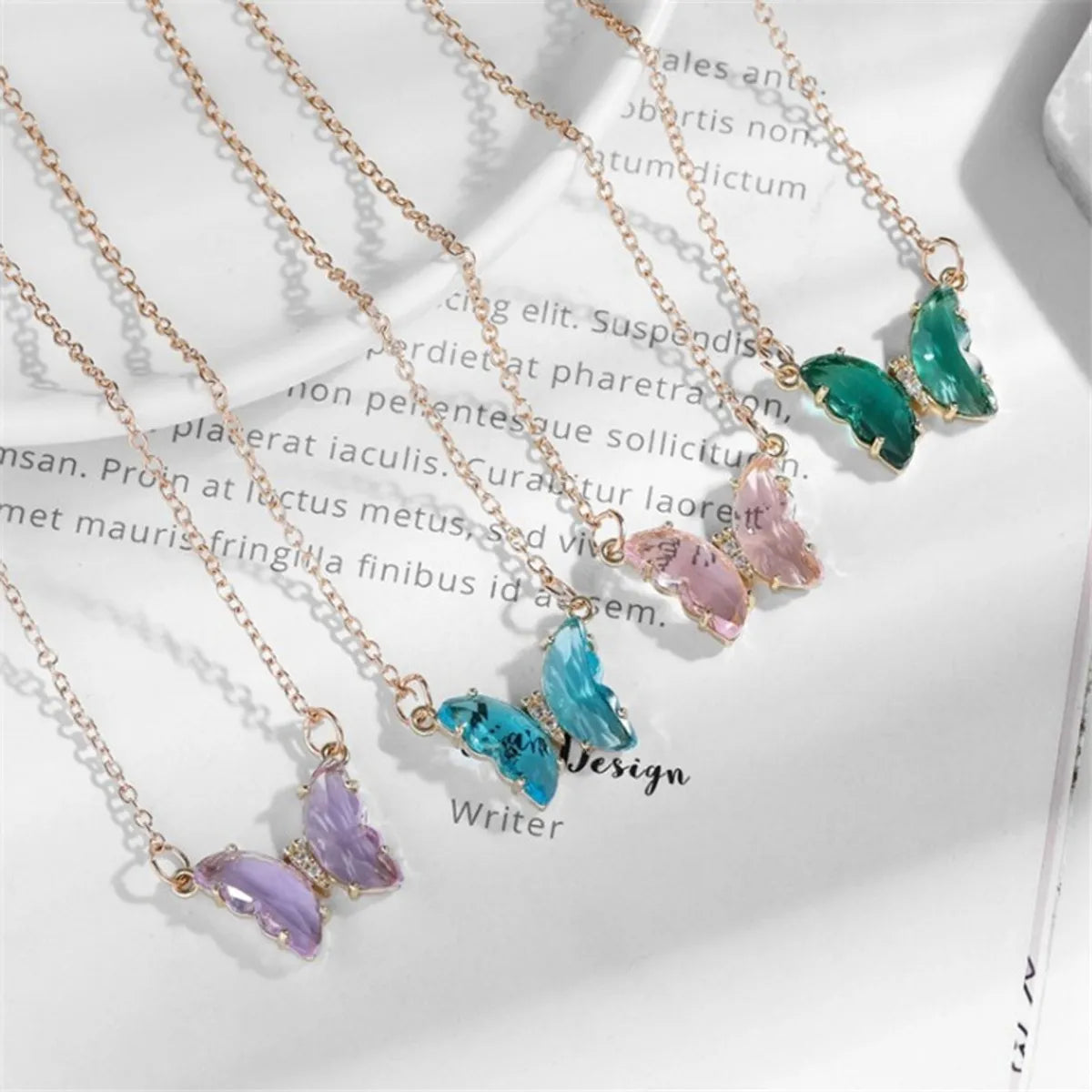 Women’s circle necklaces-Fashion Simple Style Butterfly Alloy Plating Artificial Crystal Women's Necklace