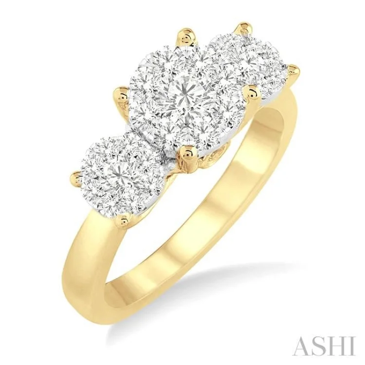 Women's princess-cut diamond engagement rings-1.00 ctw Lovebright Round Cut Diamond Ring in 14K Yellow and White Gold